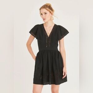 NWT Secret Mission Lorelai Dress Organic Cotton Linen Black